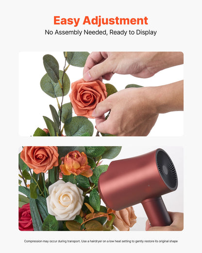 Standing Artificial Flowers Arrangements 4 PCS, 17.5-Inch Tall Faux Flower Decorations for Wedding Aisle Runner Chair, Orange Floral Centerpieces for Ceremony Reception Party Outdoor Decor