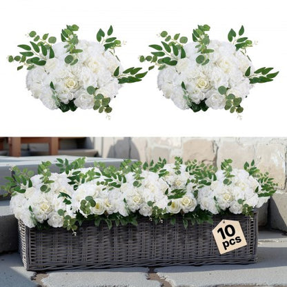 Flower Balls Arrangement Bouquet 10 PCS, 17.7-Inch Diameter Artificial Flower Balls Wedding White Roses Centerpieces, Faux Flowers Arrangements for Wedding Centerpiece Home Table Decorations