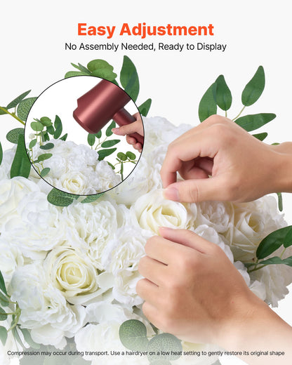 Flower Balls Arrangement Bouquet 10 PCS, 17.7-Inch Diameter Artificial Flower Balls Wedding White Roses Centerpieces, Faux Flowers Arrangements for Wedding Centerpiece Home Table Decorations