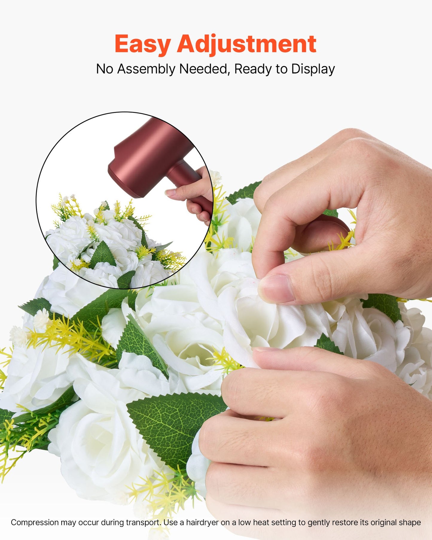 Flower Balls Arrangement Bouquet 10 PCS, 9.5-Inch Diameter Artificial Flower Balls Wedding Rose Centerpieces, Faux Flowers Arrangements for Wedding Centerpiece Home Table Decorations, White