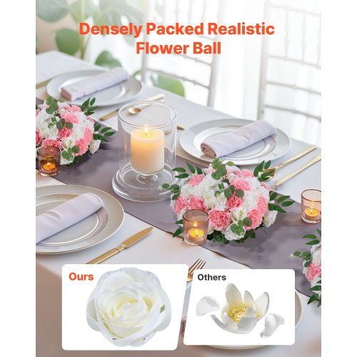 Blumenkugeln für Hochzeitstischdekoration Blumenstrauß Rosa + Weiß 10 Stück | EU