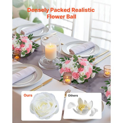 Blumenkugeln für Hochzeitstischdekoration Blumenstrauß Rosa + Weiß 10 Stück | EU
