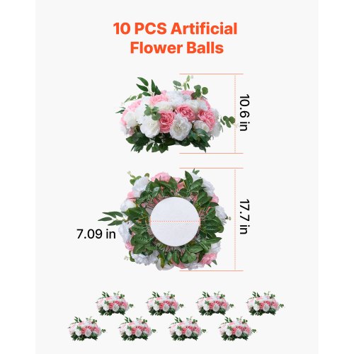 Blumenkugeln für Hochzeitstischdekoration Blumenstrauß Rosa + Weiß 10 Stück | EU