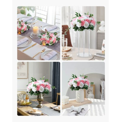 Blumenkugeln für Hochzeitstischdekoration Blumenstrauß Rosa + Weiß 10 Stück | EU