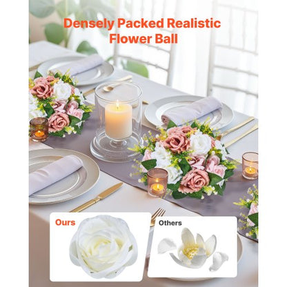 Blombollar för bröllopsbordsdekorationer 23 cm blombukett rosa + vit |  EU