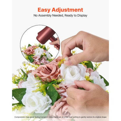 Blombollar för bröllopsbordsdekorationer 23 cm blombukett rosa + vit |  EU