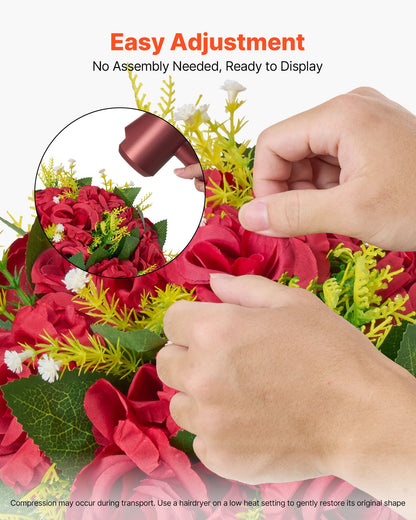 Flower Balls Arrangement Bouquet 10 PCS, 9.5-Inch Wedding Red Roses Centerpieces, Fake Flowers Kissing Balls Decor Artificial Floral Arrangements Flower Bouquet for Home Party Table Decorations