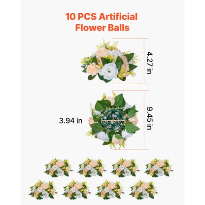 Blumenkugeln für Hochzeitstischdekorationen Künstlicher Blumenstrauß Champagner 10 Stück | EU