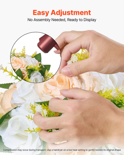 Flower Ball Arrangement Bouquet 10 PCS, 9.5-Inch Diameter Artificial Flower Balls Wedding Table Centerpieces, Rose Arrangements for Wedding Centerpiece Home Decoration, Champagne & White Roses