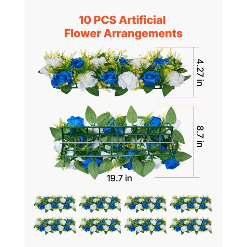 Flower balls for wedding table decorations Artificial flower bouquet Blue+White 10 pcs | EU