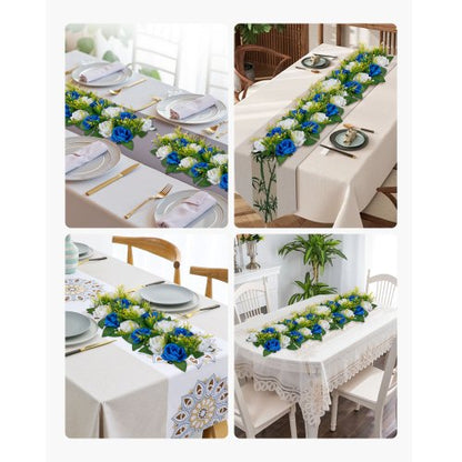 Flower balls for wedding table decorations Artificial flower bouquet Blue+White 10 pcs | EU