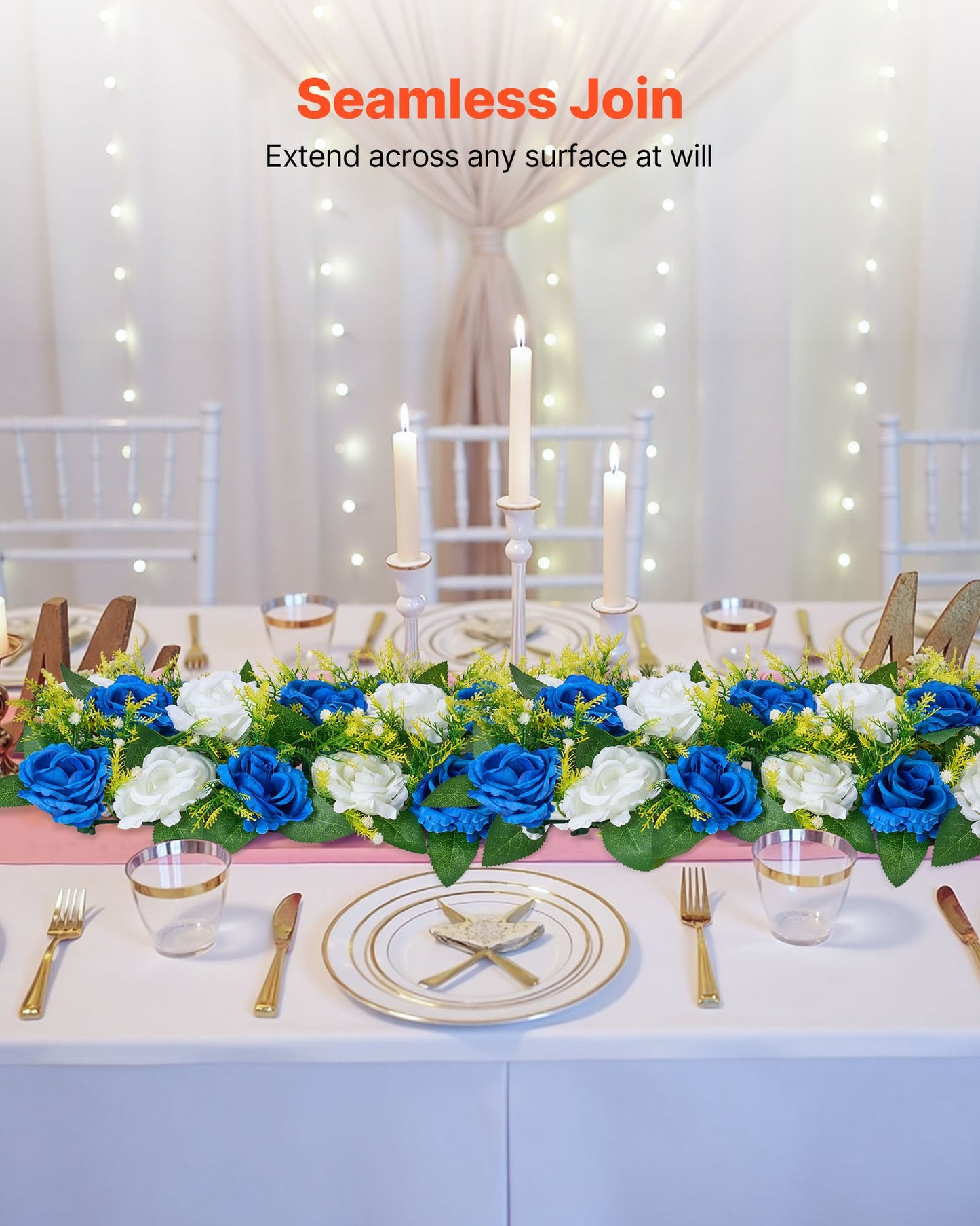 Flower Ball Arrangement Bouquet 10 PCS, 19.6 x 8.6 Inch Artificial Flower Balls Wedding Table Centerpieces, Faux Rose Arrangements for Wedding Centerpiece Home Decoration, Blue and White Roses