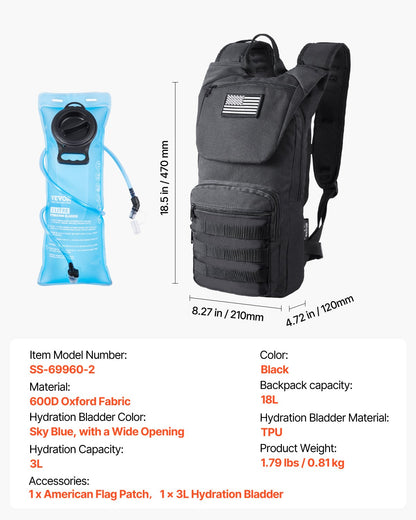 Taktische Molle Trinkrucksack Rucksack 3L TPU Wasserblase Radfahren Wandern