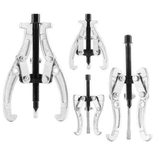 Gear Puller Set, 3 in/4 in/6 in/8 in 3 Jaw Bearing Puller with Reversible Jaws, 2 Jaw/3 Jaw Pulley Puller Tool, 4 PCS Heavy Duty Bearing Puller Tool Kit for Pulley Gear Bearing Flywheel Removal