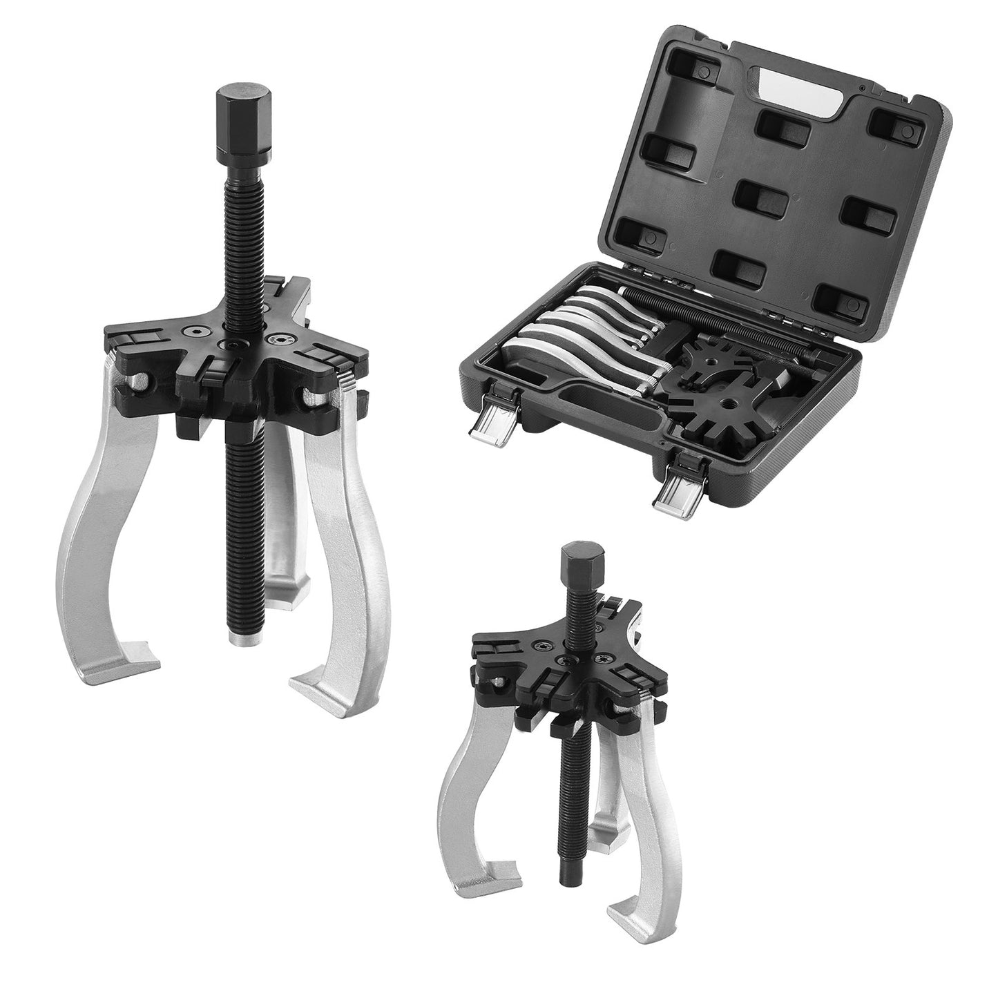 Gear Puller, 3" and 7" Puller Set, 3 Gear Bearings for Flywheel Pulley Removal, 2 or 3 Reversible Jaws Wheel Puller, Vertical and Horizontal, External and Internal, 2-Piece