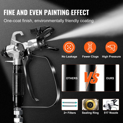 750W Stand Airless Paint Sprayer, 3000PSI High Efficiency Electric Airless Sprayer With Cart, Paint Sprayers for Home Interior and Exterior Furniture and Fences, Fine And Even Painting Effect