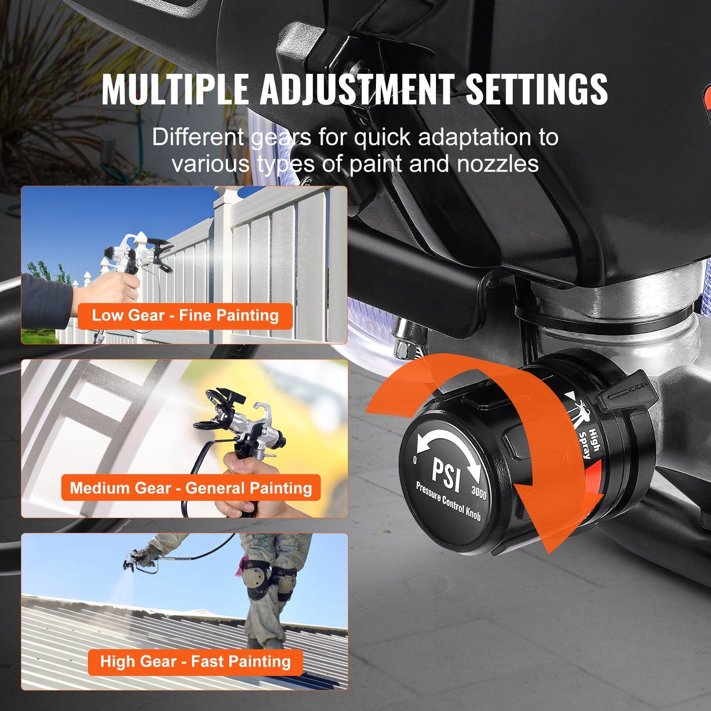 Airless-Farbspritzgerät mit Ständer, 750 W, 3000 PSI, hocheffizientes elektrisches Airless-Spritzgerät mit Wagen, feiner und gleichmäßiger Maleffekt, Farbspritzgeräte für Heimdekoration und Außenmöbel und Zäune