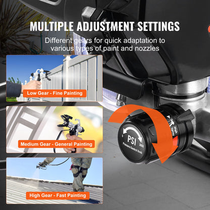 Airless-Farbspritzgerät mit Ständer, 750 W, 3000 PSI, hocheffizientes elektrisches Airless-Spritzgerät mit Wagen, feiner und gleichmäßiger Maleffekt, Farbspritzgeräte für Heimdekoration und Außenmöbel und Zäune