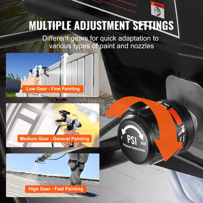 Airless-Farbspritzgerät mit Ständer, 950 W, 3000 PSI, hocheffizientes elektrisches Airless-Spritzgerät mit Wagen, feiner und gleichmäßiger Maleffekt, Farbspritzgeräte für Heimdekoration und Außenmöbel und Zäune