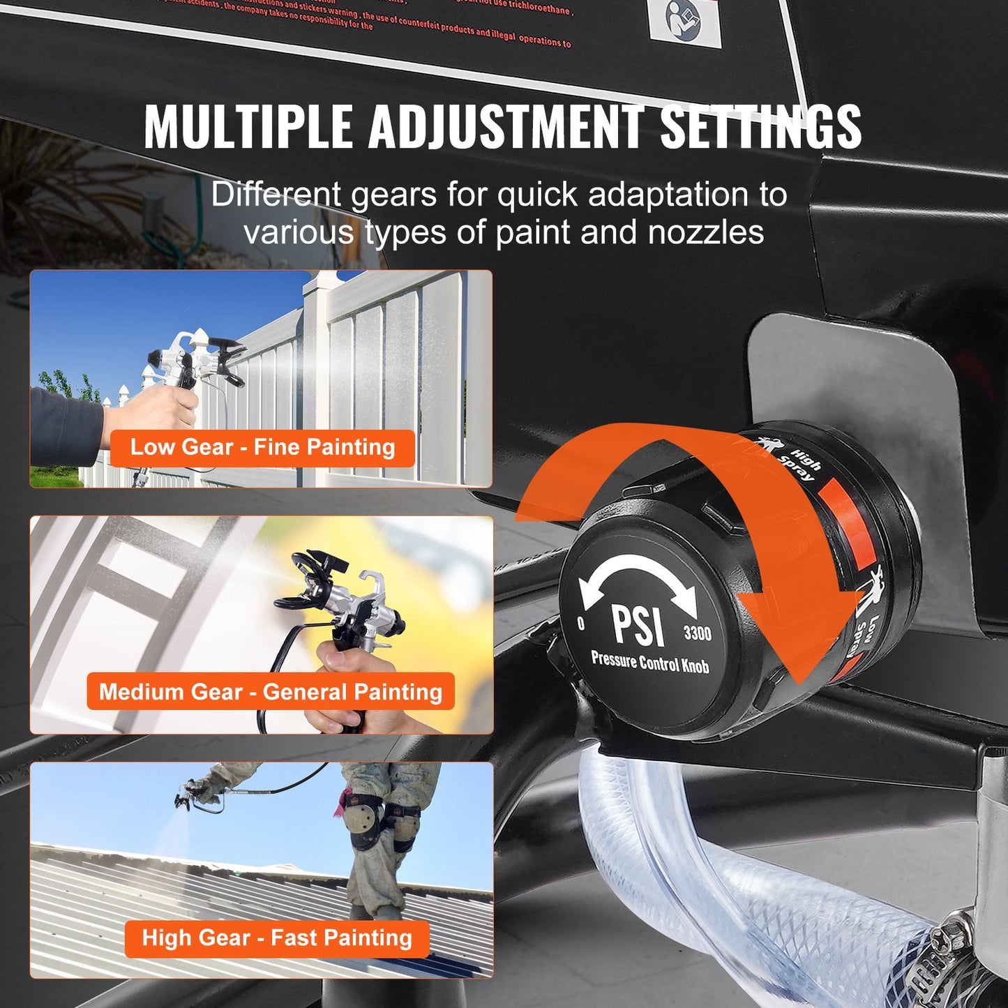 Stand-Airless-Farbspritzgerät, 950 W, 3000 PSI, hocheffizientes elektrisches Hochdruckspritzgerät, feiner und gleichmäßiger Maleffekt, Hand-Farbspritzgeräte für Heimdekoration und Außenmöbel und Zäune