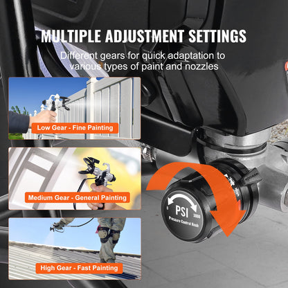 Stand-Airless-Farbspritzgerät, 750 W, 3000 PSI, hocheffizientes elektrisches Hochdruckspritzgerät, feiner und gleichmäßiger Maleffekt, Hand-Farbspritzgeräte für Heimdekoration und Außenmöbel und Zäune