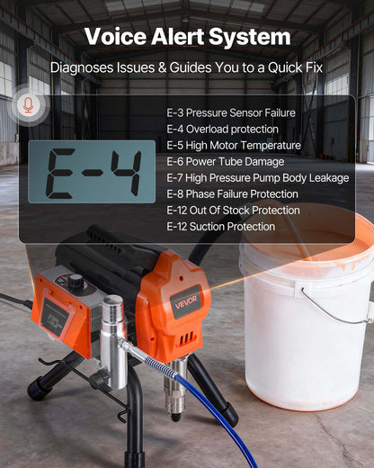 Stand Airless Paint Sprayer, 1500W, 3300PSI High Pressure Airless Sprayer, Cleaning Brush, Hose, Extension Rod, Nozzles, Electric Spray Paint Machine for Large Apartments, Factory Buildings