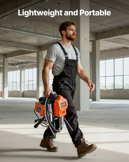 Stand Airless Paint Sprayer, 1500W, 3300PSI High Pressure Airless Sprayer, Cleaning Brush, Hose, Extension Rod, Nozzles, Electric Spray Paint Machine for Large Apartments, Factory Buildings