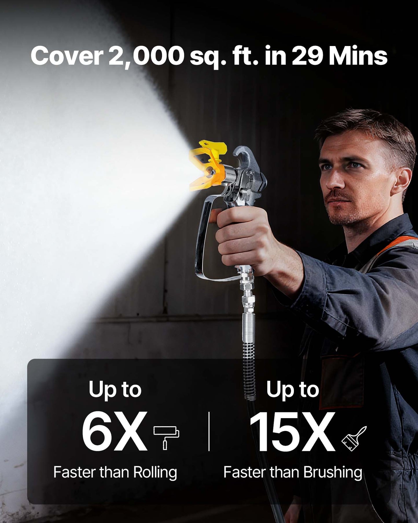 Stand Airless Paint Sprayer, 900W, 3300PSI High Pressure Airless Sprayer, Cleaning Brush, Hose, Extension Rod, Nozzles, Electric Spray Paint Machine for Interior or Exterior of House, Fence