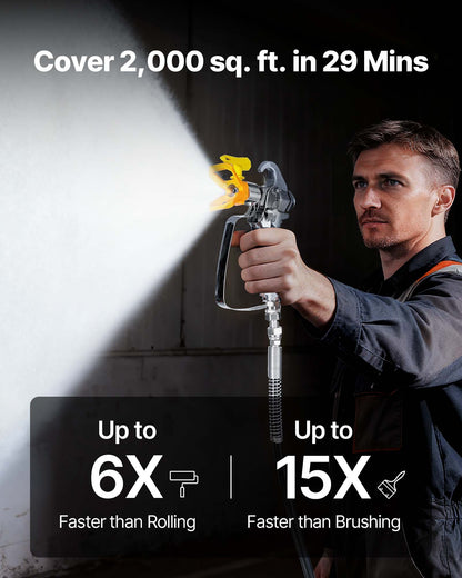 Stand Airless Paint Sprayer, 900W, 3300PSI High Pressure Airless Sprayer, Cleaning Brush, Hose, Extension Rod, Nozzles, Electric Spray Paint Machine for Interior or Exterior of House, Fence