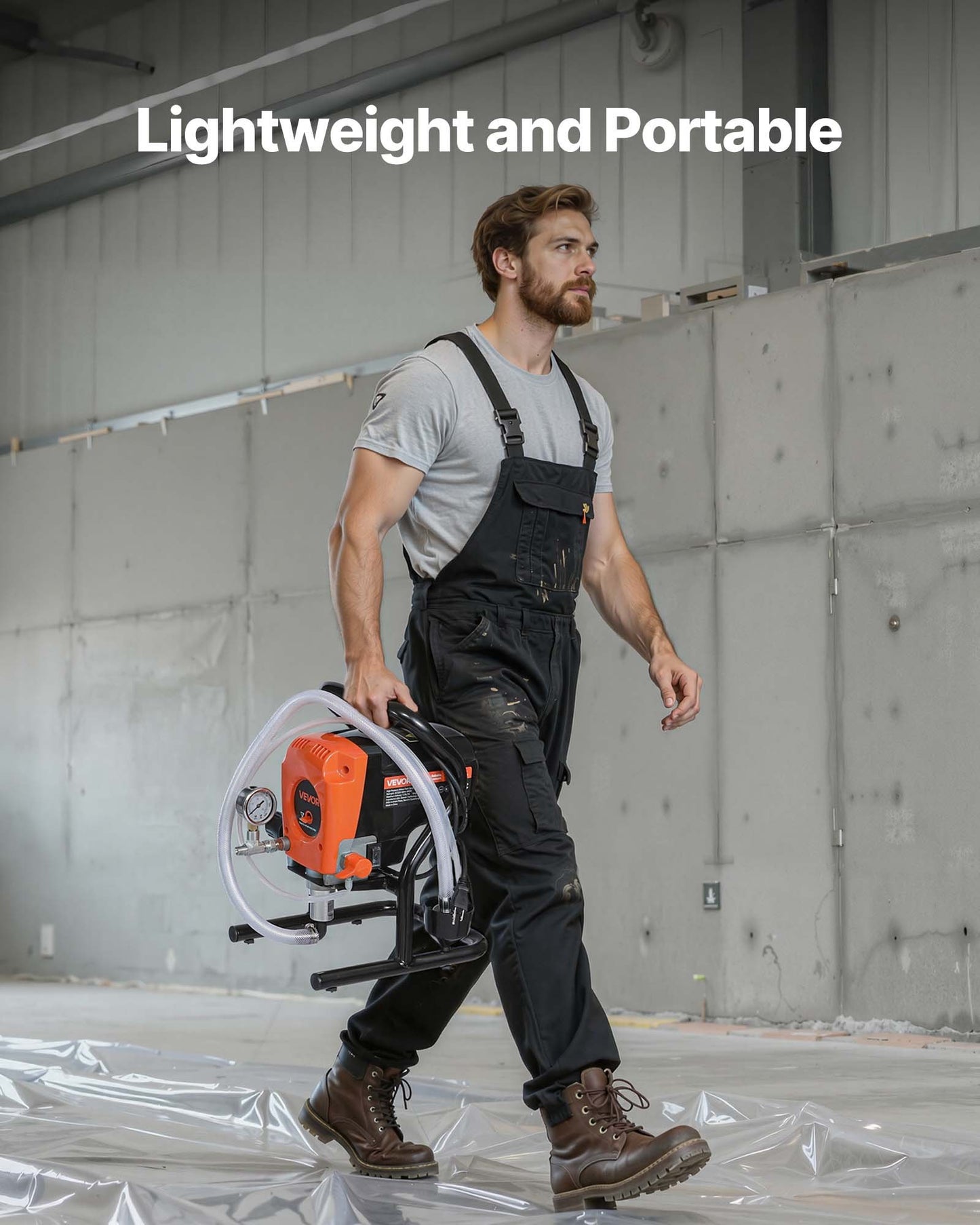 Stand Airless Paint Sprayer, 900W, 3300PSI High Pressure Airless Sprayer, Cleaning Brush, Hose, Extension Rod, Nozzles, Electric Spray Paint Machine for Interior or Exterior of House, Fence