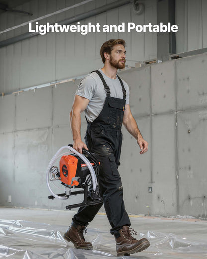 Stand Airless Paint Sprayer, 900W, 3300PSI High Pressure Airless Sprayer, Cleaning Brush, Hose, Extension Rod, Nozzles, Electric Spray Paint Machine for Interior or Exterior of House, Fence