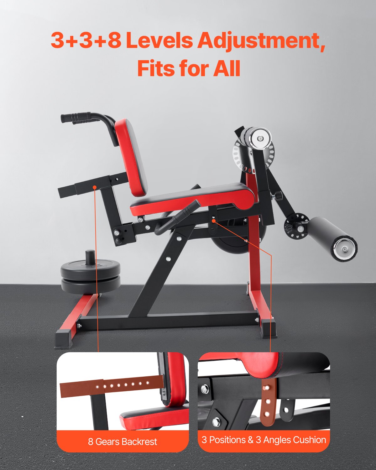 Leg Extension and Curl Machine, Seated Leg Rotary Extension for Thigh, Adjustable Lower Body Specialty Exercises Equipment, Heavy Duty Workout Bench for Home Gym, 550 LBS Capacity