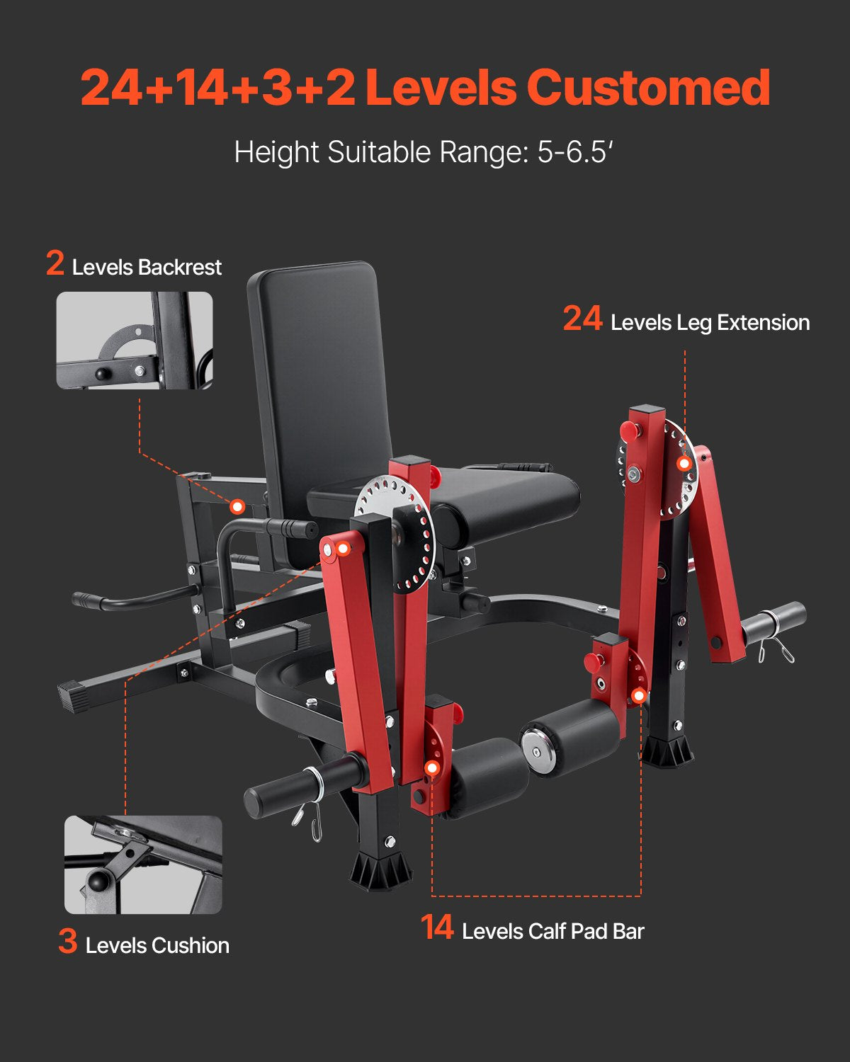 Leg Extension and Curl Machine, Seated Leg Rotary Extension for Thigh, Adjustable Lower Body Specialty Exercises Equipment, Heavy Duty Workout Bench for Home Gym, 700 LBS Capacity