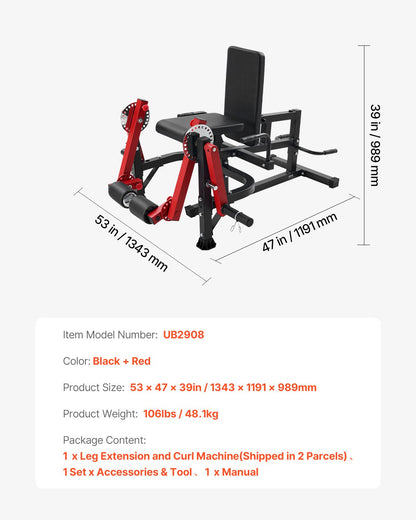 Leg Extension and Curl Machine, Seated Leg Rotary Extension for Thigh, Adjustable Lower Body Specialty Exercises Equipment, Heavy Duty Workout Bench for Home Gym, 700 LBS Capacity