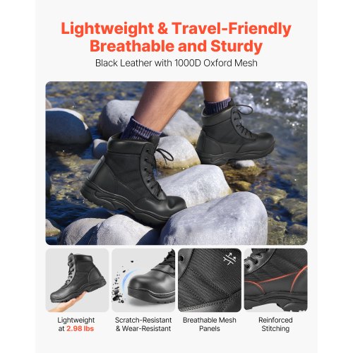 Herr Militär Taktiska Stövlar 152,4 mm Lättviktiga Andningsbara UK Storlek 9,5