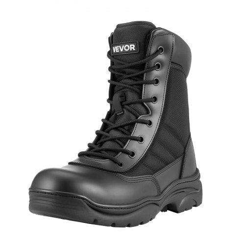 Men's Military Tactical Boots, 8 inch Combat Hiking Work Boots, Lightweight & Breathable Side Zipper Mens Motorcycle Interceptor Trooper Boot, for Outdoor Security Mountaineering, US Size 9