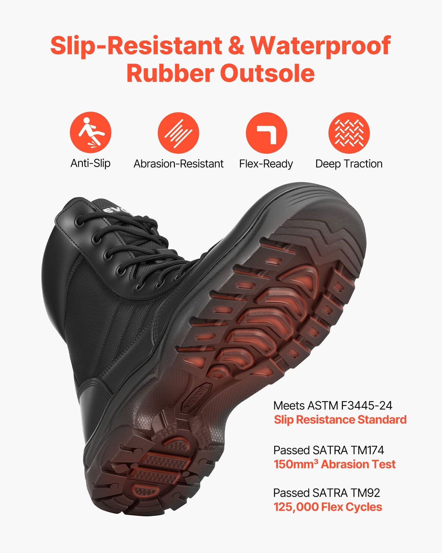 Men's Military Tactical Boots, 8 inch Combat Hiking Work Boots, Lightweight & Breathable Side Zipper Mens Motorcycle Interceptor Trooper Boot, for Outdoor Security Mountaineering, US Size 9