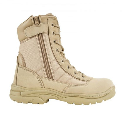 Men's Military Tactical Boots 203 mm Sand Side Zip UK Size 8