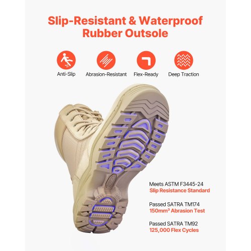 Herr Militär Taktiska Stövlar 203 mm Sandfärgad Sidodragkedja UK Storlek 8.5