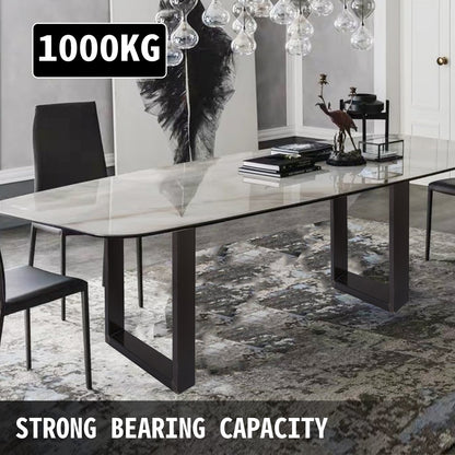 Set of 2 Steel Table Legs, 28''Height 23''Wide Dining Table Legs, Heavy Duty 3.1" Square Box Section Square Table Legs, 28x23x3.1 Inch Black Industrial Country Style Metal Dining L