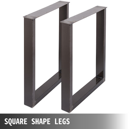 Set of 2 Steel Table Legs, 28''Height 23''Wide Dining Table Legs, Heavy Duty 3.1" Square Box Section Square Table Legs, 28x23x3.1 Inch Black Industrial Country Style Metal Dining L
