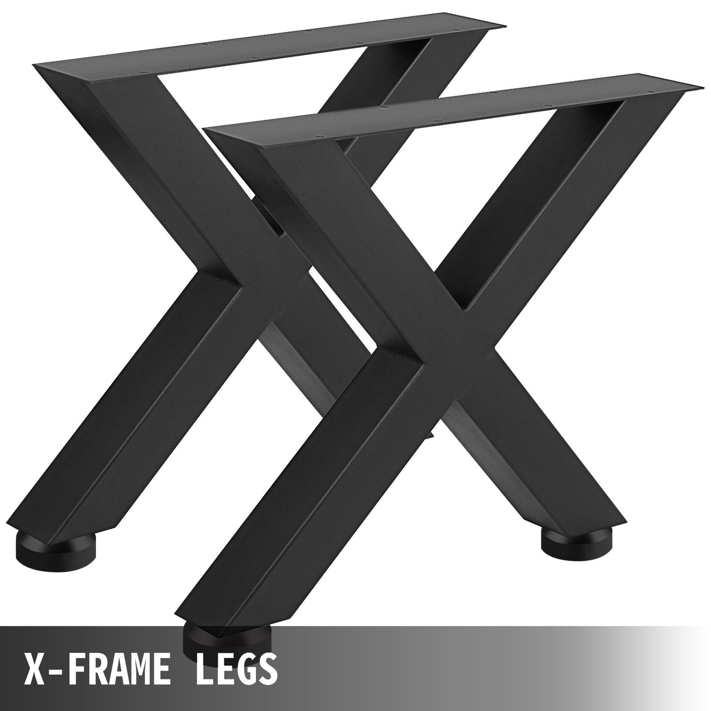 Set of 2 Steel Table Legs, 28\'\'Height 31\'\'Wide Dining Table Legs, Heavy Duty 3.1\" Square Box Section X Frame Table Legs, 28x31x3.1 Inch Black Color Industrial Country Style Metal Dining Leg