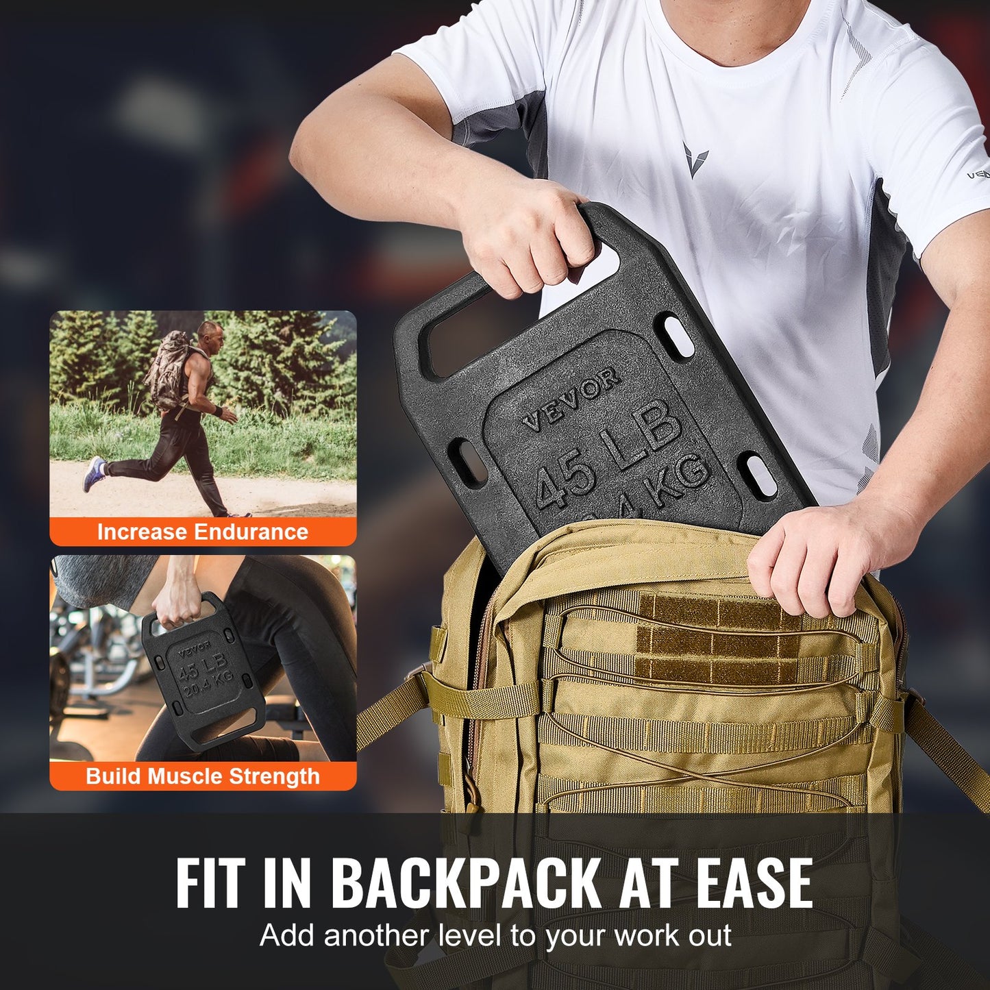 Rucking-Gewichte aus Gusseisen für Rucking-Gewichtsplatten mit Griff, 45 lb, einzeln