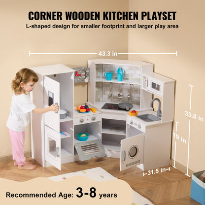 Küchenspielset für Kinder, zum Kochen, Spielzeug, 24-teilig, Zubehör, Weiß