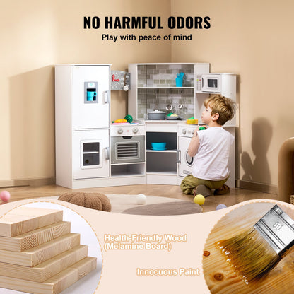 Küchenspielset für Kinder, zum Kochen, Spielzeug, 24-teilig, Zubehör, Weiß