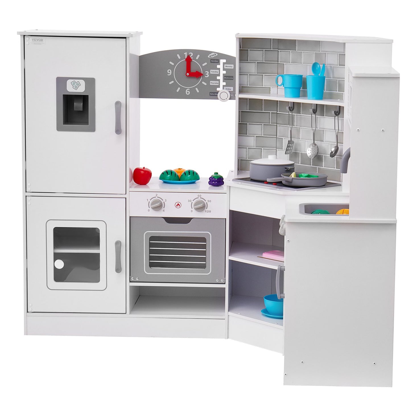 Küchenspielset für Kinder, zum Kochen, Spielzeug, 24-teilig, Zubehör, Weiß
