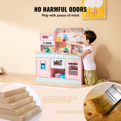 Küchenspielset für Kinder, Spielzeug zum Kochen, 24-teiliges Zubehör, Rosa