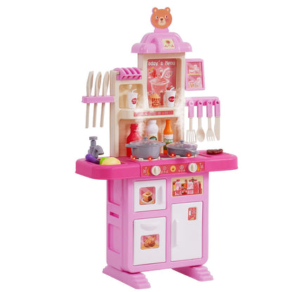 Küchenspielset für Kinder, Spielzeug zum Kochen, 48-teilig, Zubehör, Rosa
