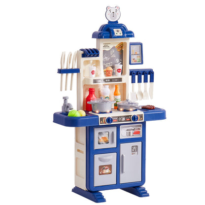 Küchenspielset für Kinder, Spielzeug zum Kochen, 48-teilig, Zubehör, Blau