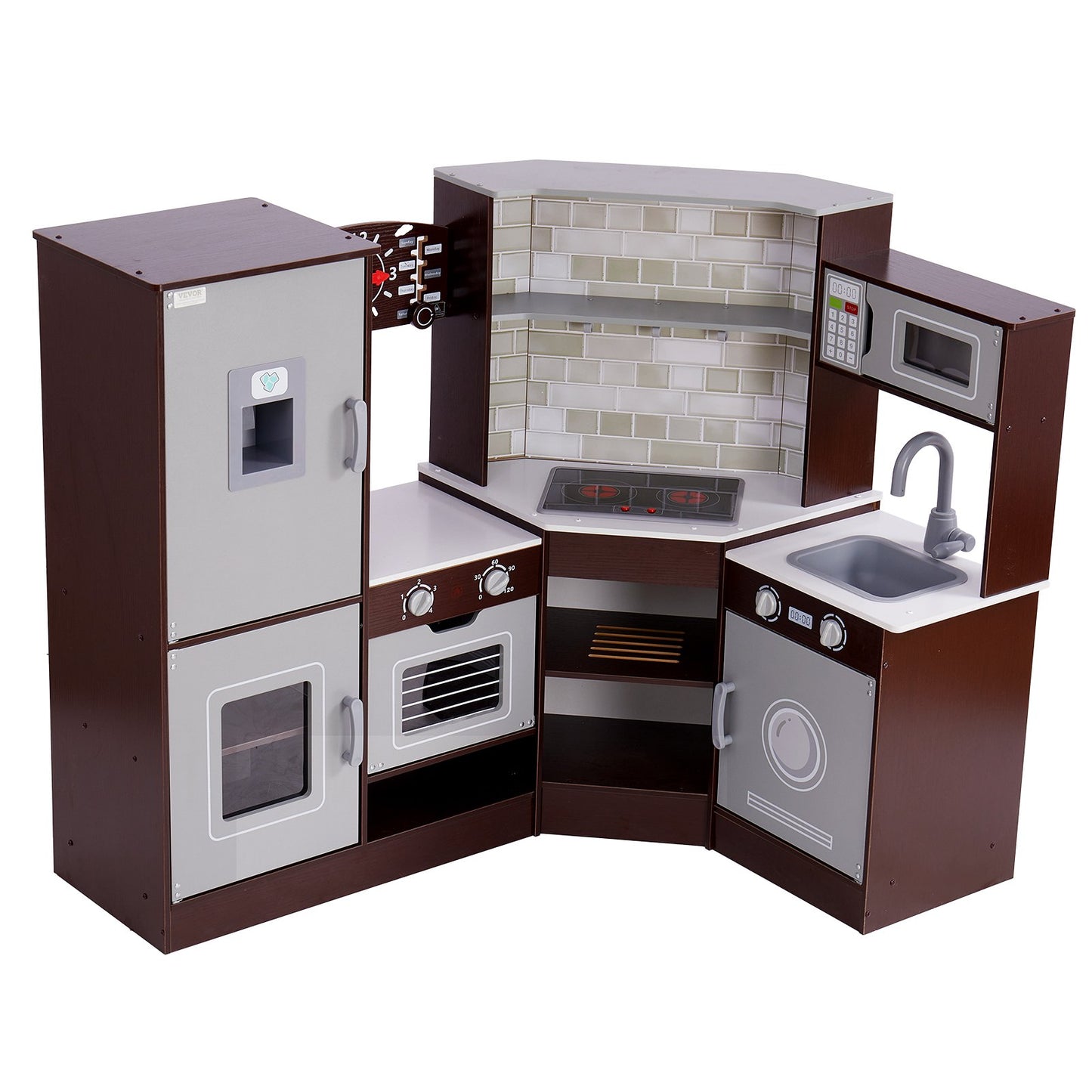 Küchenspielset für Kinder, zum Vortäuschen von Kochspielzeug, 24-teiliges Zubehör, Braun